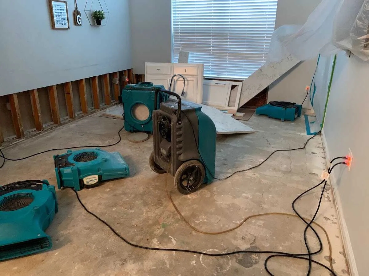 Dehumidifier in flood-cut room for Water Damage Restoration in Stevenson Ranch